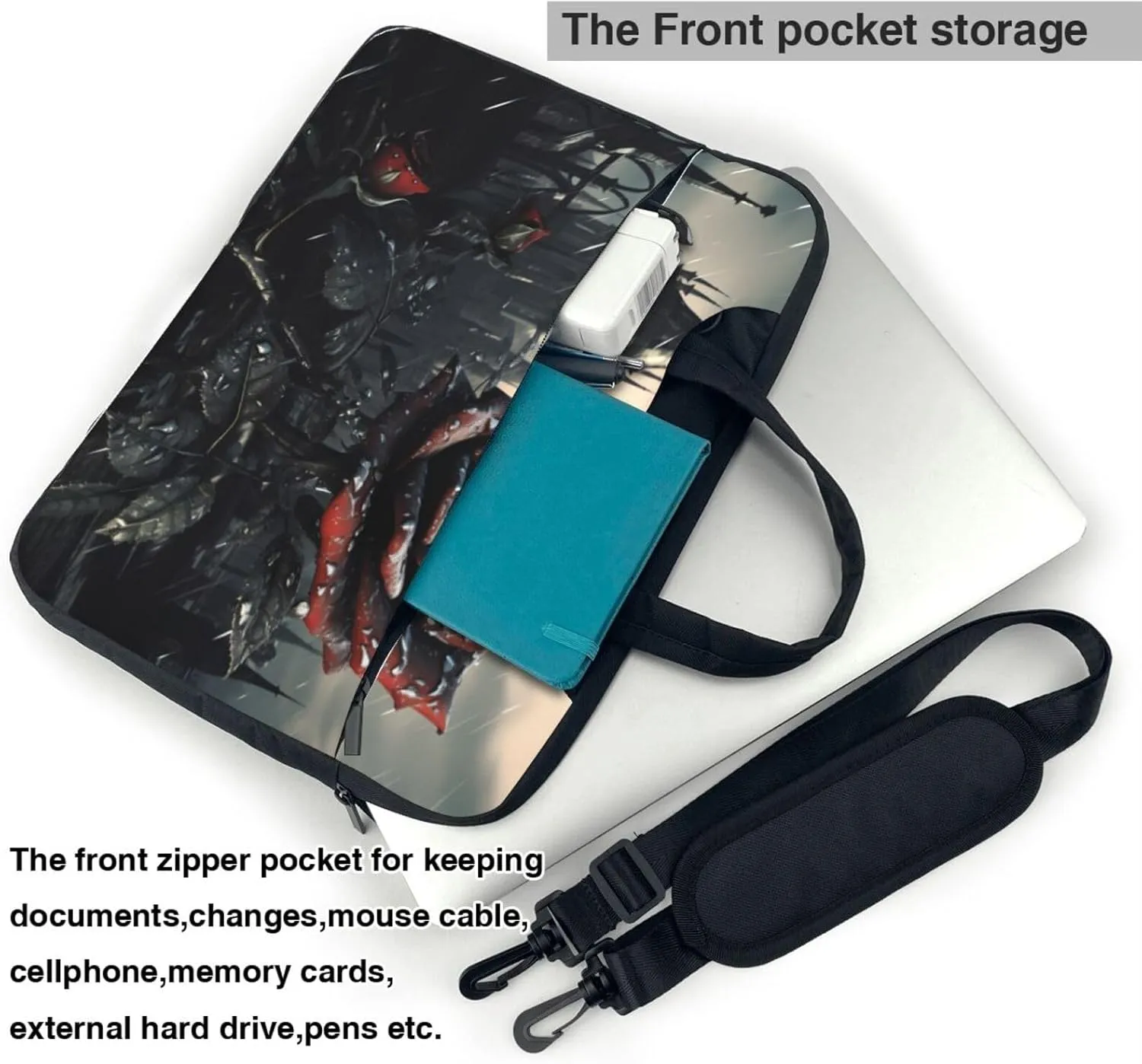 gothic Rose Prints Laptop Bag - with Soft Interior, Multiple Pockets - Ideal for Men, Travel and Business