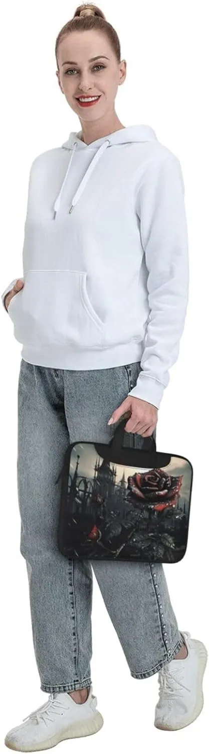 gothic Rose Prints Laptop Bag - with Soft Interior, Multiple Pockets - Ideal for Men, Travel and Business