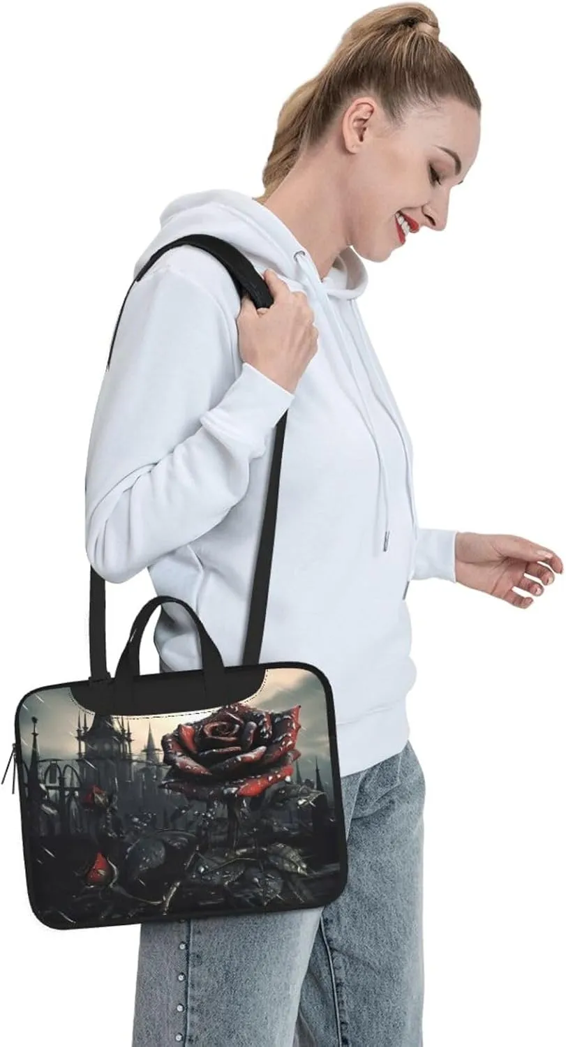 gothic Rose Prints Laptop Bag - with Soft Interior, Multiple Pockets - Ideal for Men, Travel and Business