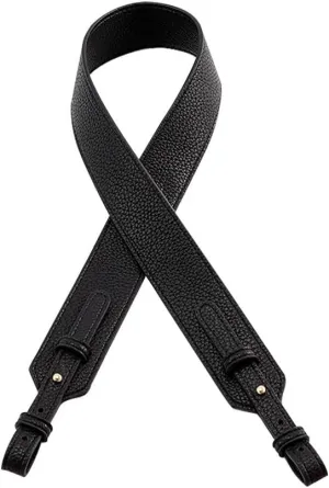 Grain Leather Purse Strap Adjustable Crossbody Replacement Straps for Handbags Monk Head Screws Detachable Silver Clasps Long Black