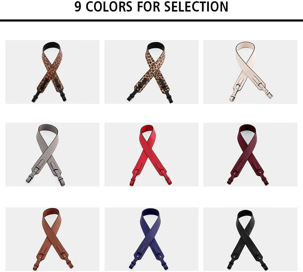 Grain Leather Purse Strap Adjustable Crossbody Replacement Straps for Handbags Monk Head Screws Detachable Silver Clasps Long Black