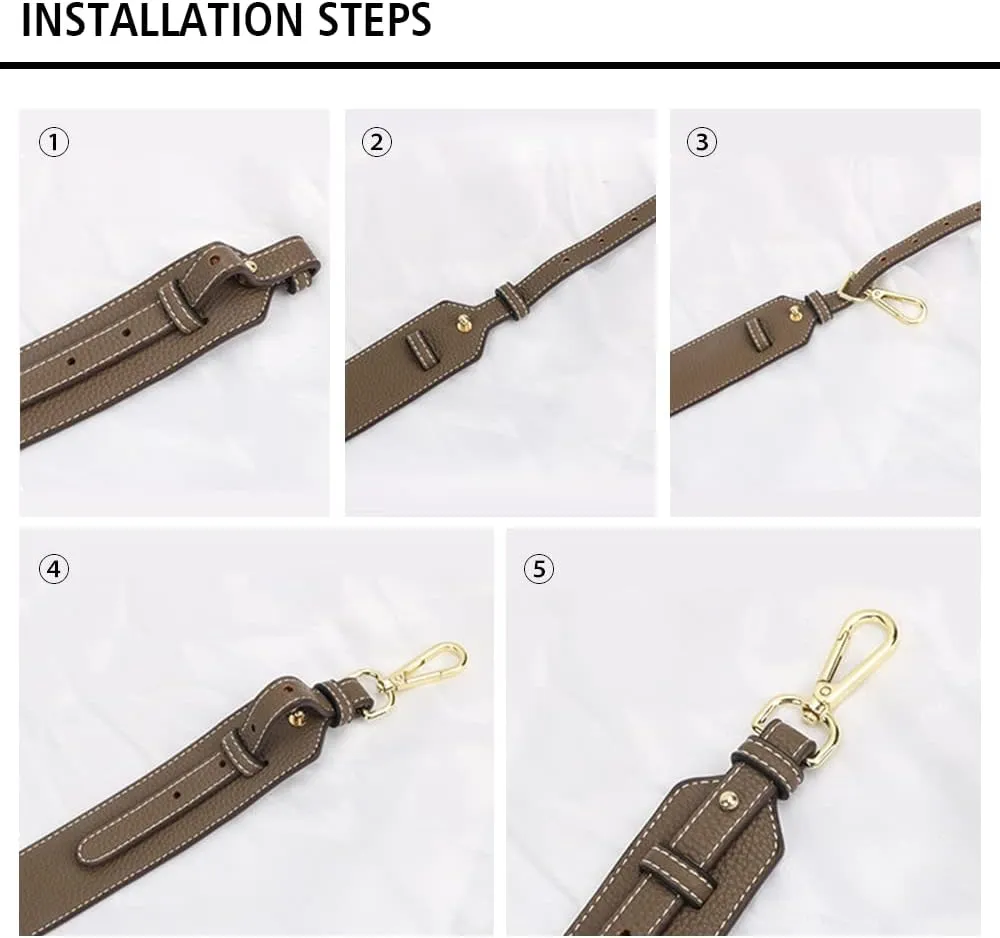 Grain Leather Purse Strap Adjustable Crossbody Replacement Straps for Handbags Monk Head Screws Detachable Silver Clasps Long Black
