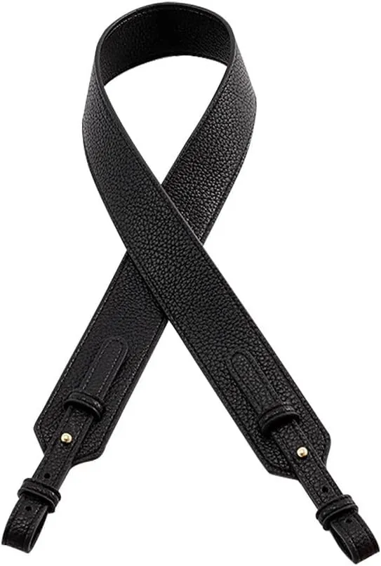 Grain Leather Purse Strap Adjustable Crossbody Replacement Straps for Handbags Monk Head Screws Detachable Silver Clasps Long Black