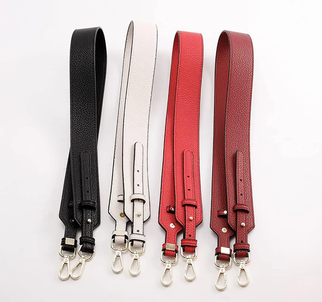 Grain Leather Purse Strap Adjustable Crossbody Replacement Straps for Handbags Monk Head Screws Detachable Silver Clasps Long Black