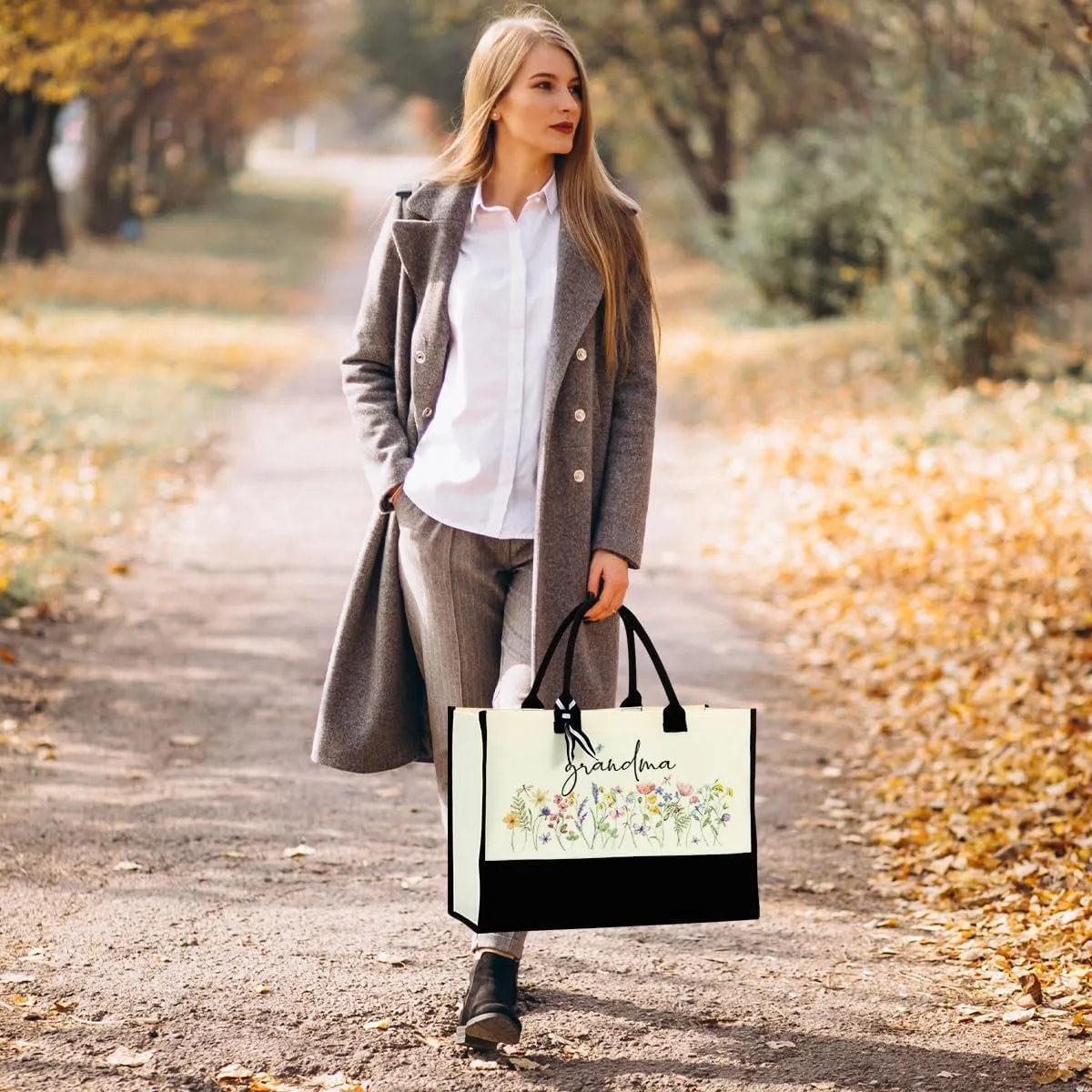 Grandma Mimi Gigi Granny Nana Memaw Mama Mum Abuela Yaya Oma Nanny Aunt Mom Flower Tote Bag for Women
