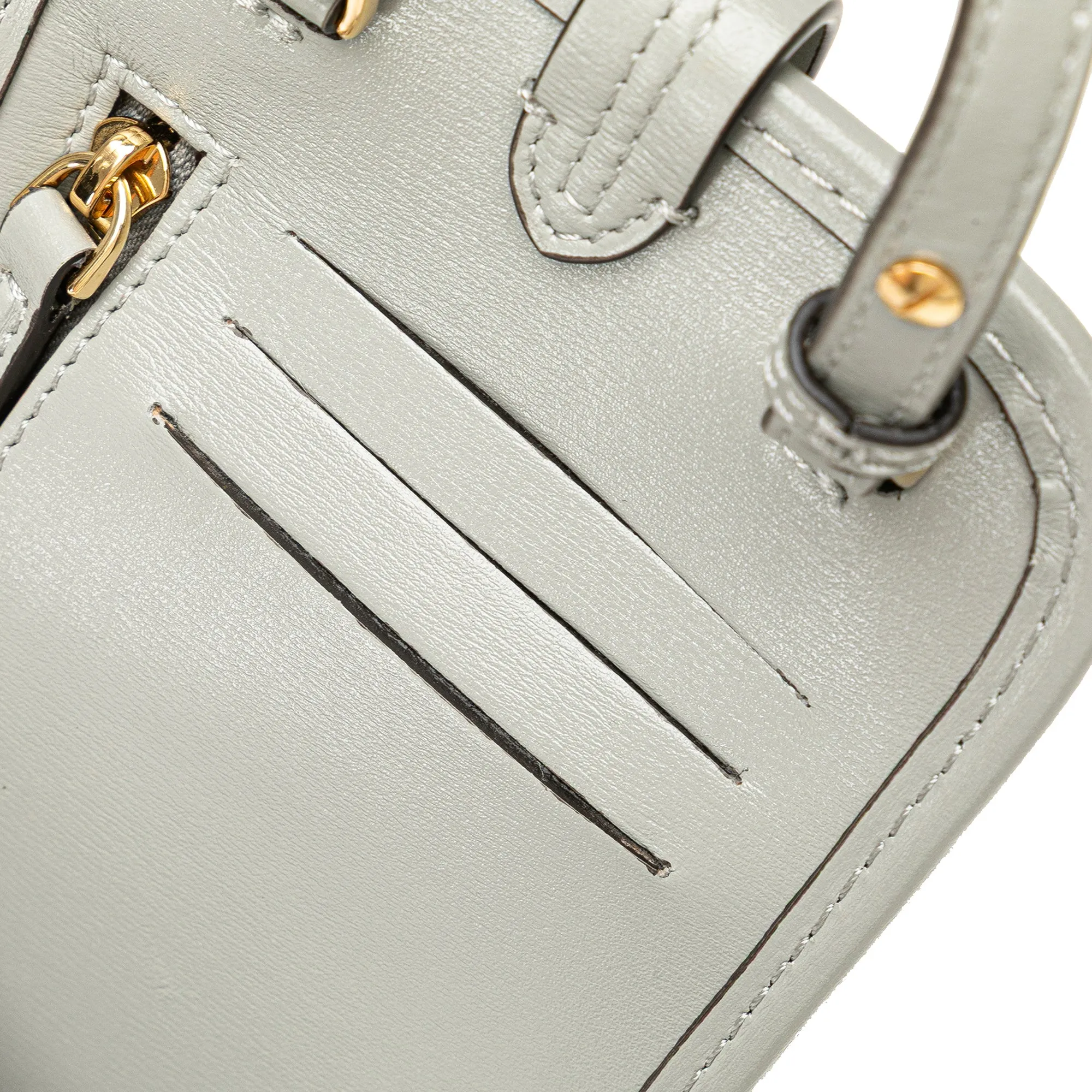 Gray Fendi Leather Phone Pouch Crossbody