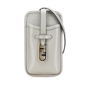 Gray Fendi Leather Phone Pouch Crossbody