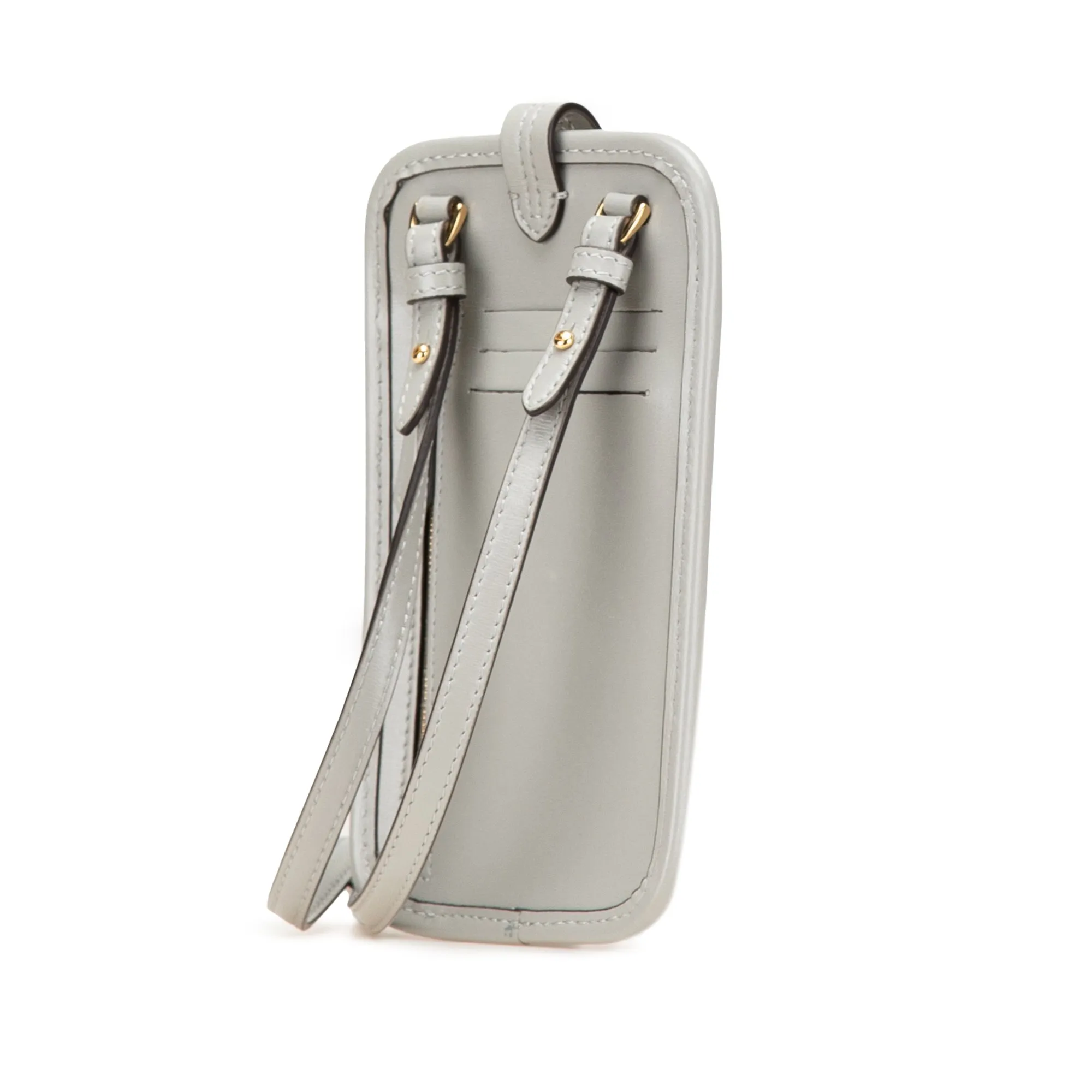 Gray Fendi Leather Phone Pouch Crossbody