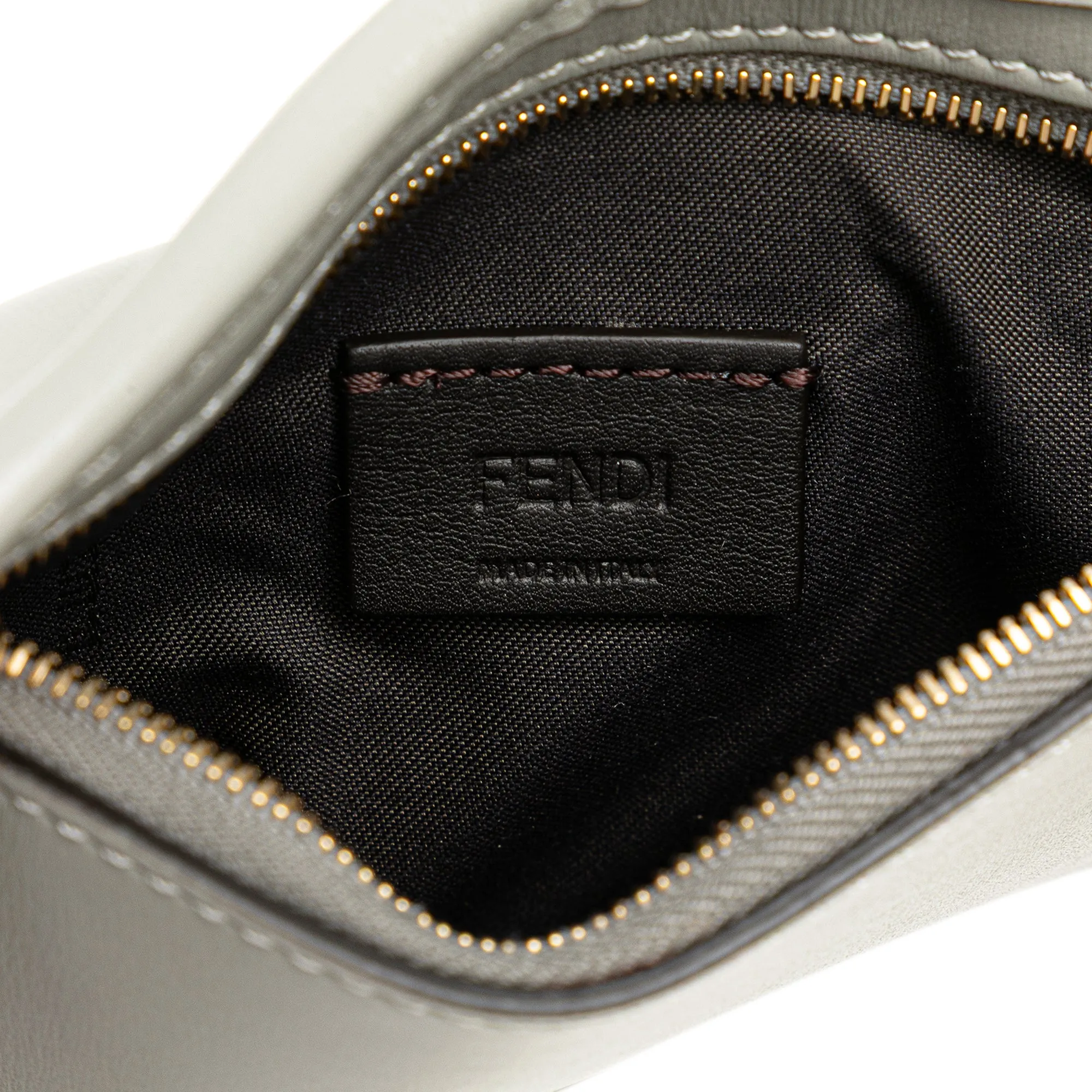 Gray Fendi Leather Phone Pouch Crossbody