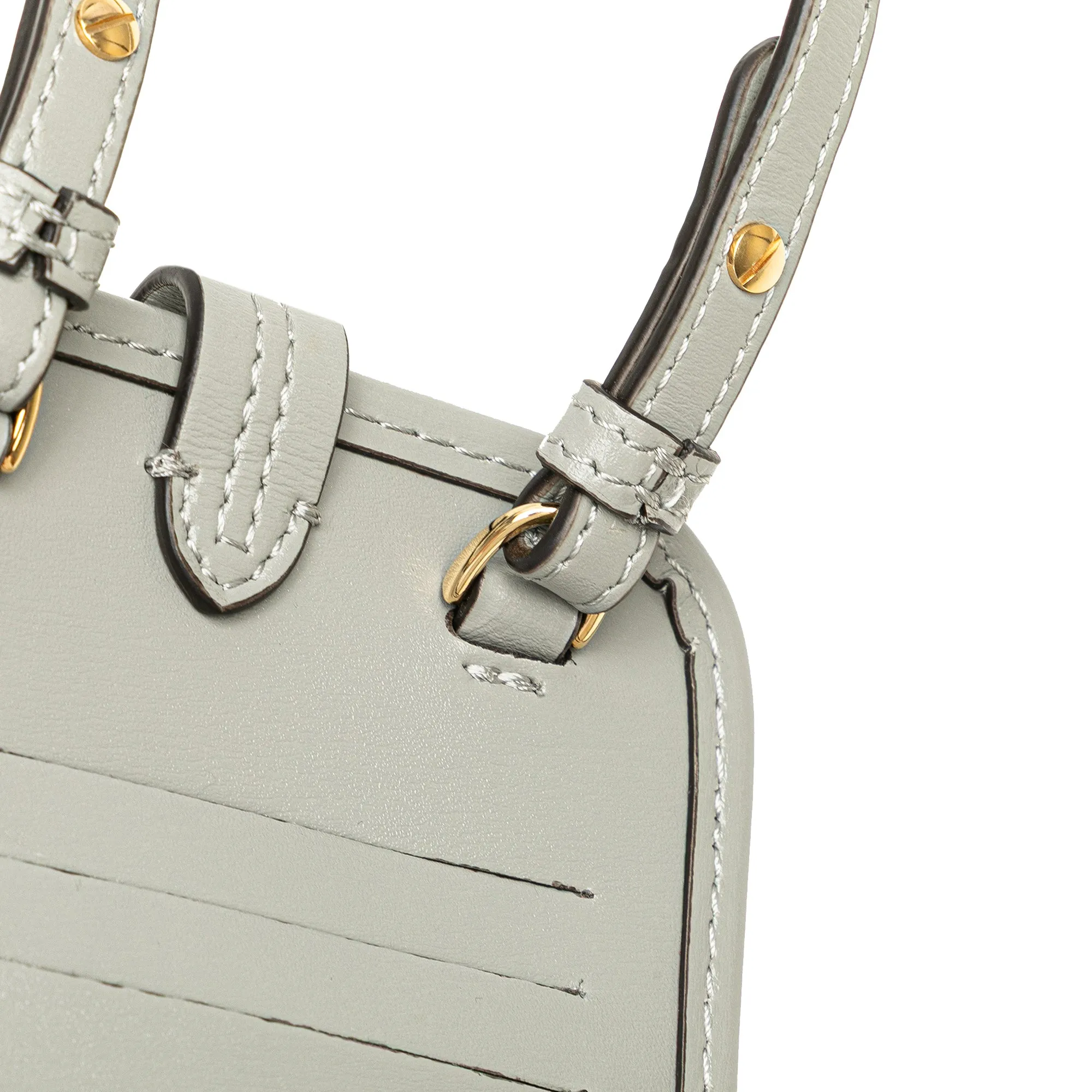 Gray Fendi Leather Phone Pouch Crossbody