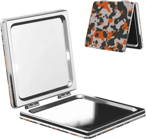 Gray Orange Modern Camouflage Small Makeup Mirror Portable Travel Cosmetic Mirror Folding Small Pocket Mirror