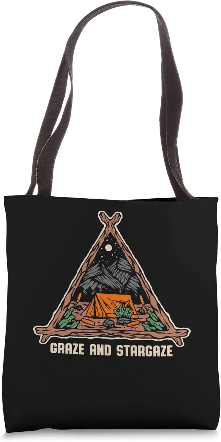Graze and Stargaze Camping Wildlife Camper Outdoor Traveler Tote Bag