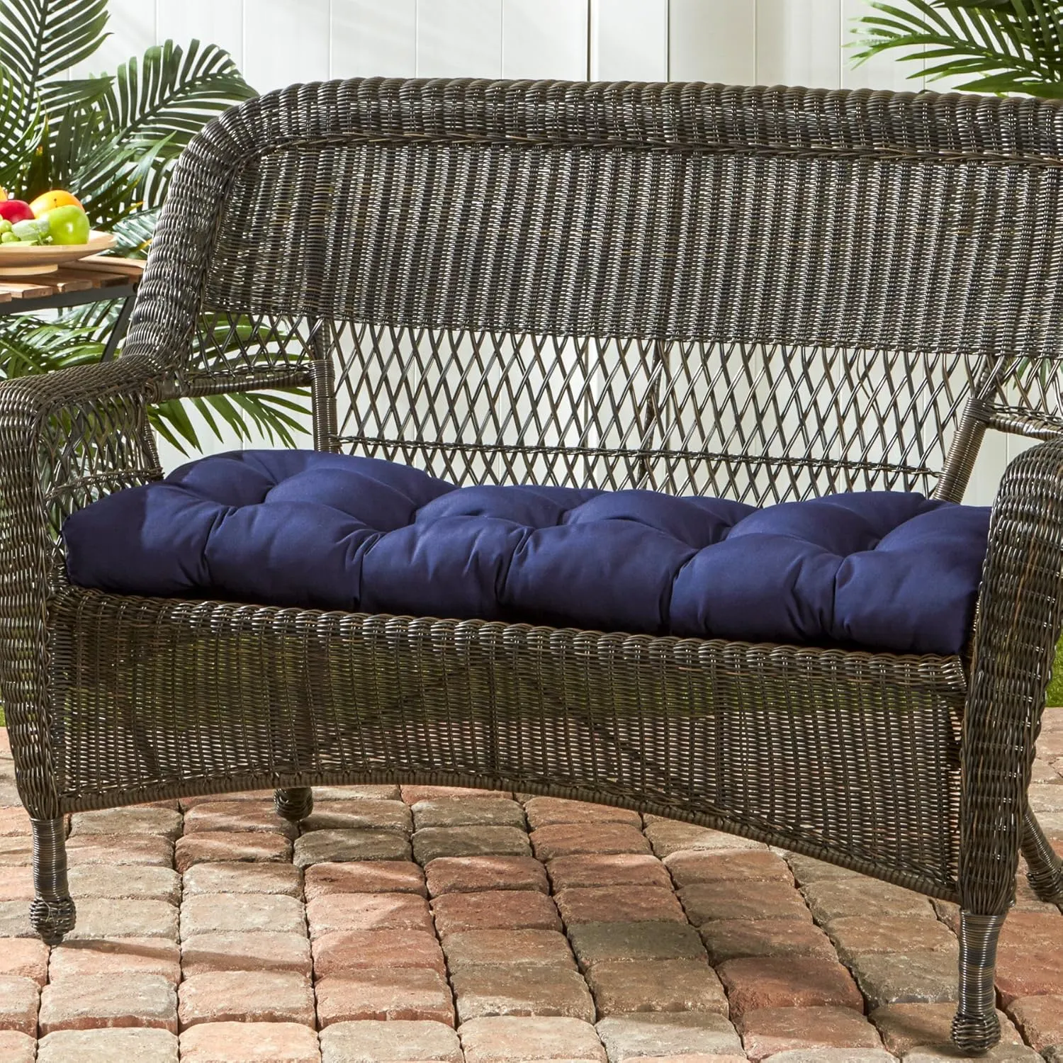 Greendale Home Fashions Outdoor 44 x 17-inch Sunbrella Swing/Bench Cushion, Canvas Navy