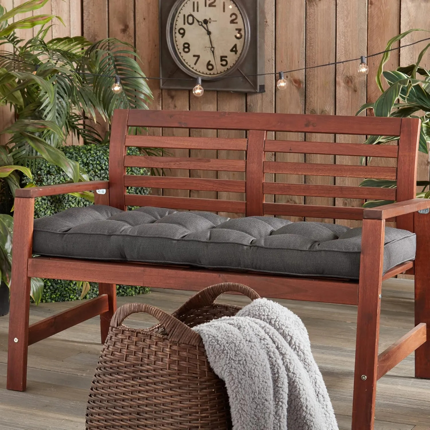 Greendale Home Fashions Outdoor 51 x 18-inch Sunbrella Bench Cushion, Canvas Coal