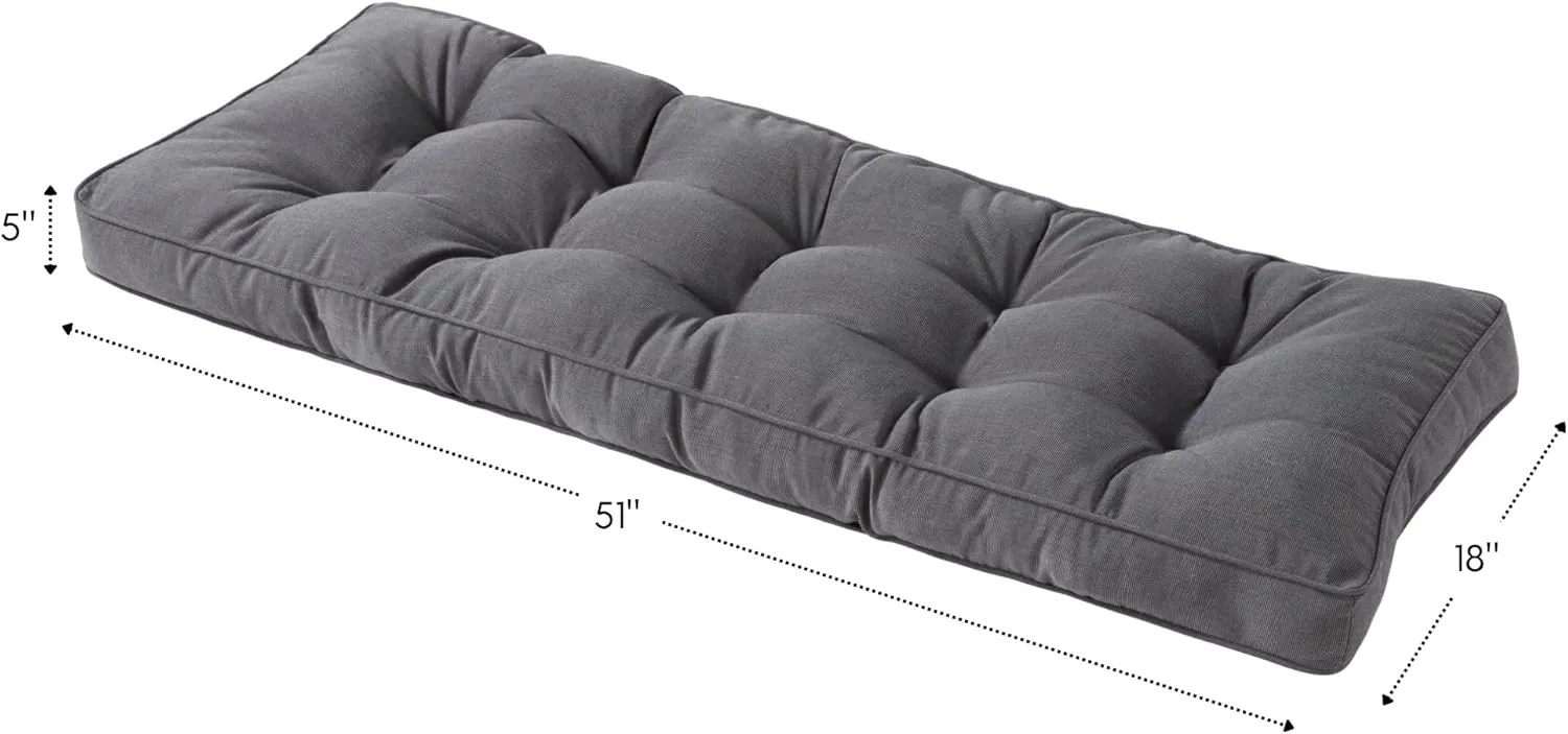 Greendale Home Fashions Outdoor 51 x 18-inch Sunbrella Bench Cushion, Canvas Coal