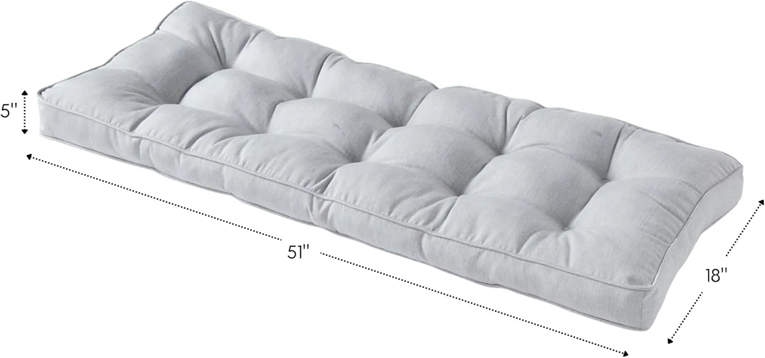 Greendale Home Fashions Outdoor 51 x 18-inch Sunbrella Bench Cushion, Canvas Granite