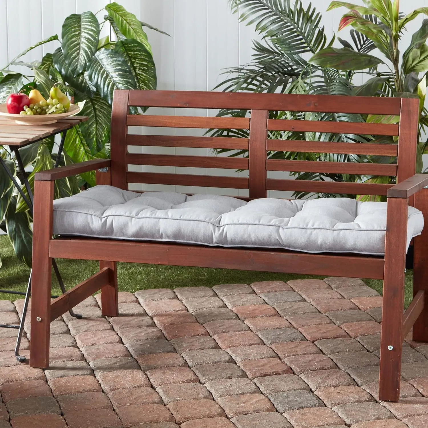 Greendale Home Fashions Outdoor 51 x 18-inch Sunbrella Bench Cushion, Canvas Granite