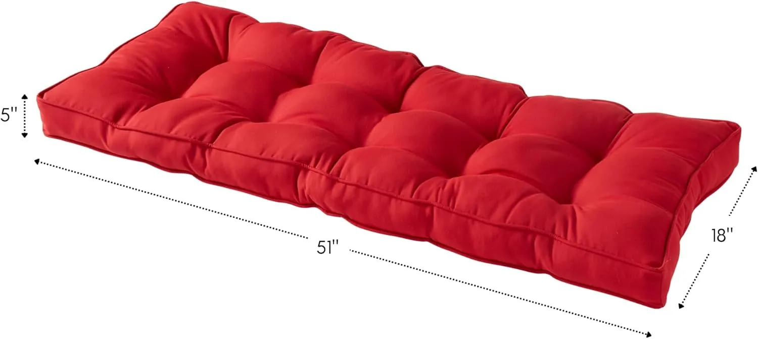 Greendale Home Fashions Outdoor 51 x 18-inch Sunbrella Bench Cushion, Canvas Jockey Red