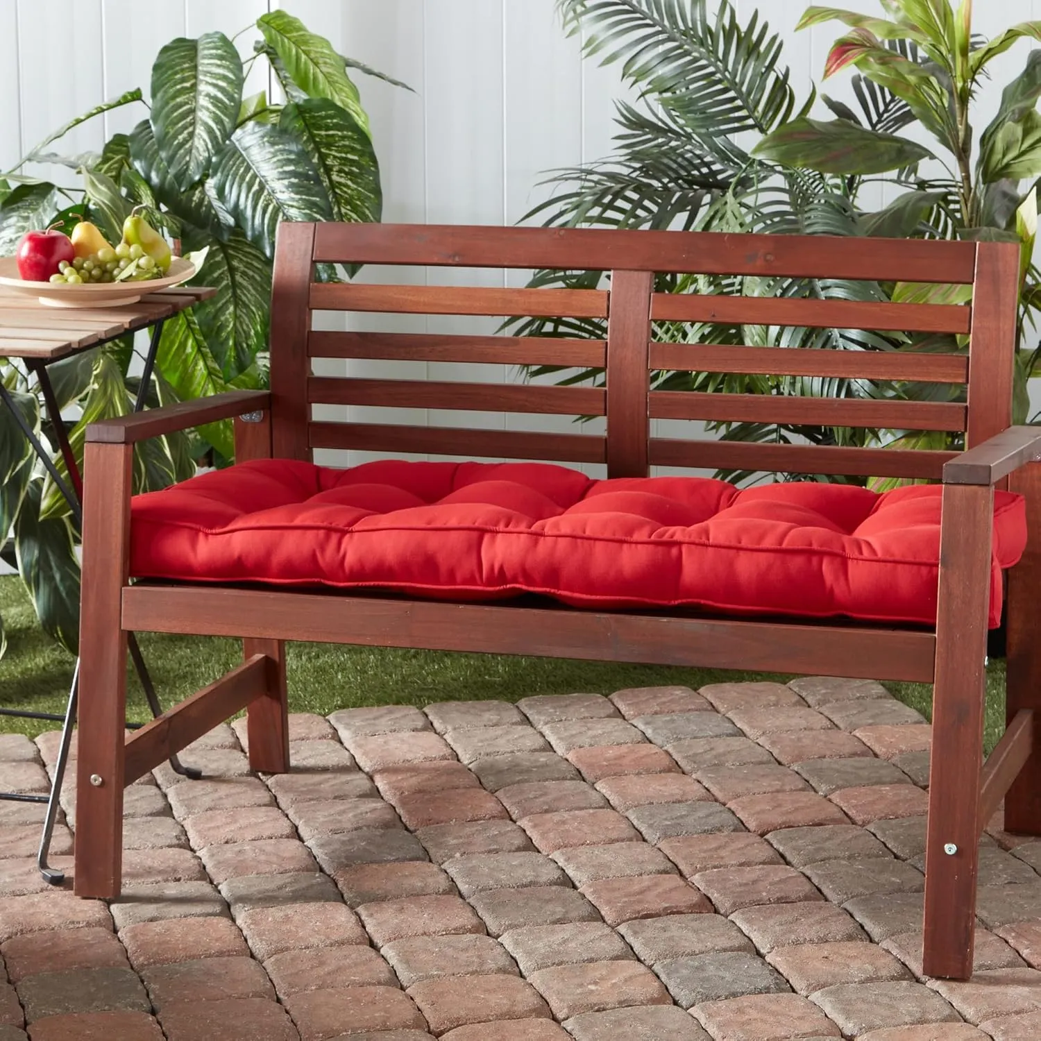 Greendale Home Fashions Outdoor 51 x 18-inch Sunbrella Bench Cushion, Canvas Jockey Red