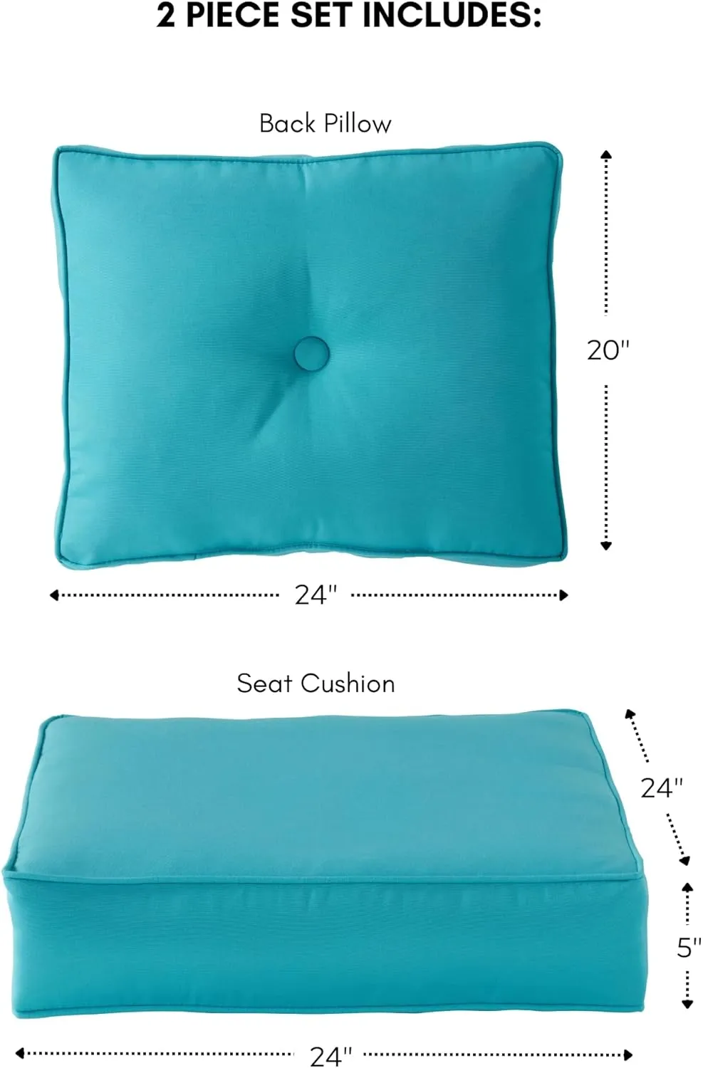 Greendale Home Fashions Outdoor Sunbrella Premium Deep Seat Cushion, 2 Piece Set, Canvas Aruba