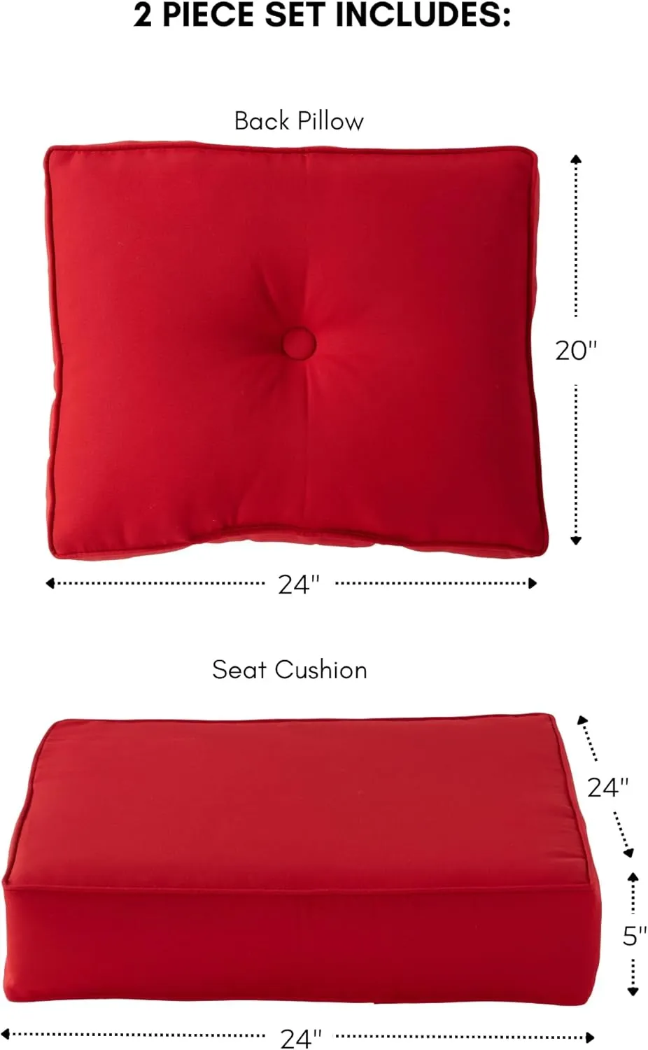 Greendale Home Fashions Outdoor Sunbrella Premium Deep Seat Cushion, 2 Piece Set, Canvas Jockey Red
