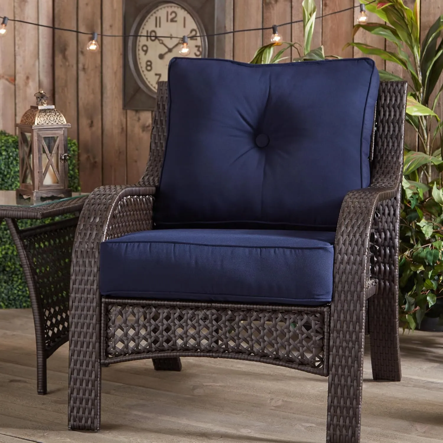 Greendale Home Fashions Outdoor Sunbrella Premium Deep Seat Cushion, 2 Piece Set, Canvas Navy