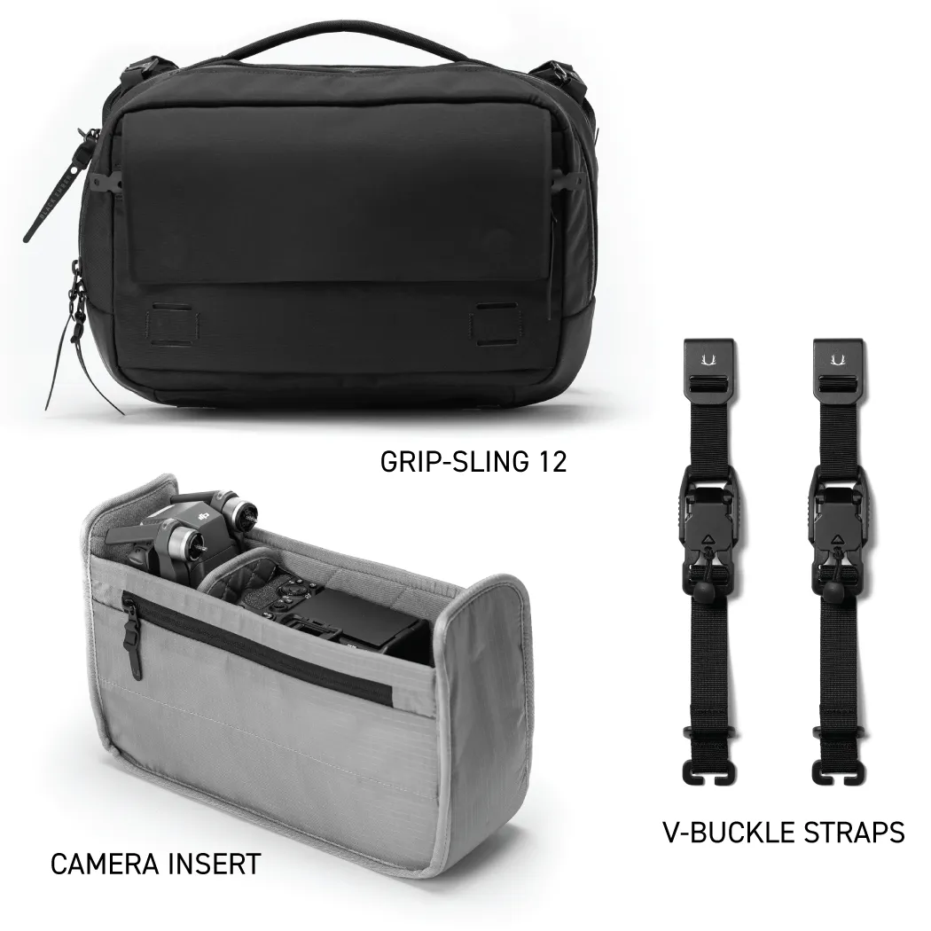 GRIP-SLING 12 CAMERA KIT GRIP-SLING 12 EMBERTEX™ PFAS FREE  - JET BLACK : 12L (Bundle & Save - Preorder Now - Ships April)