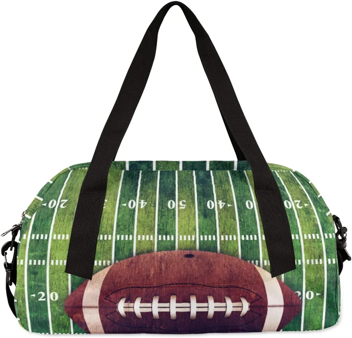 Grunge American Football Field Kids Duffle Bag for Boys & Girls - Sport Theme Gym & Overnight Travel Bag - Teen Kids Weekender for School, Practice & Gymnastics