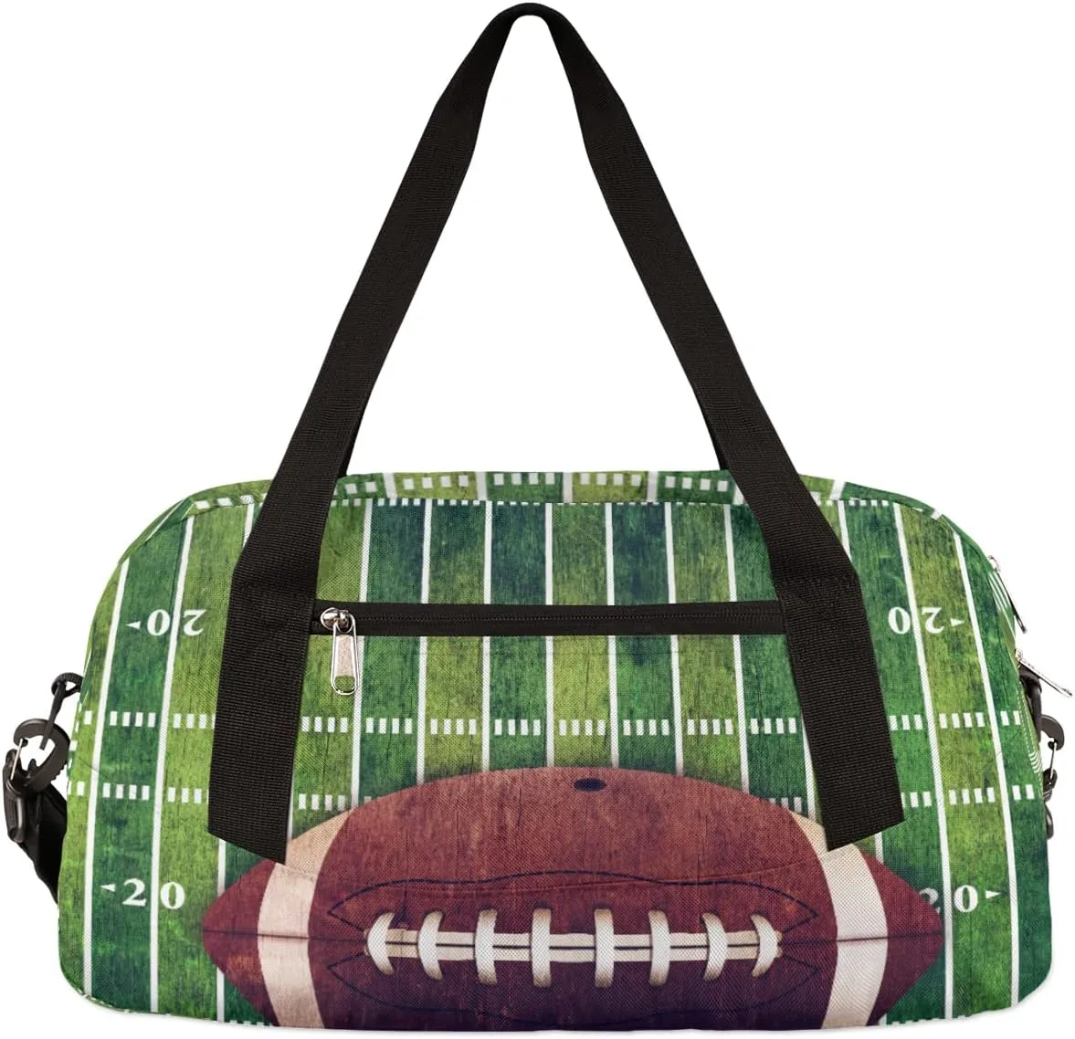 Grunge American Football Field Kids Duffle Bag for Boys & Girls - Sport Theme Gym & Overnight Travel Bag - Teen Kids Weekender for School, Practice & Gymnastics