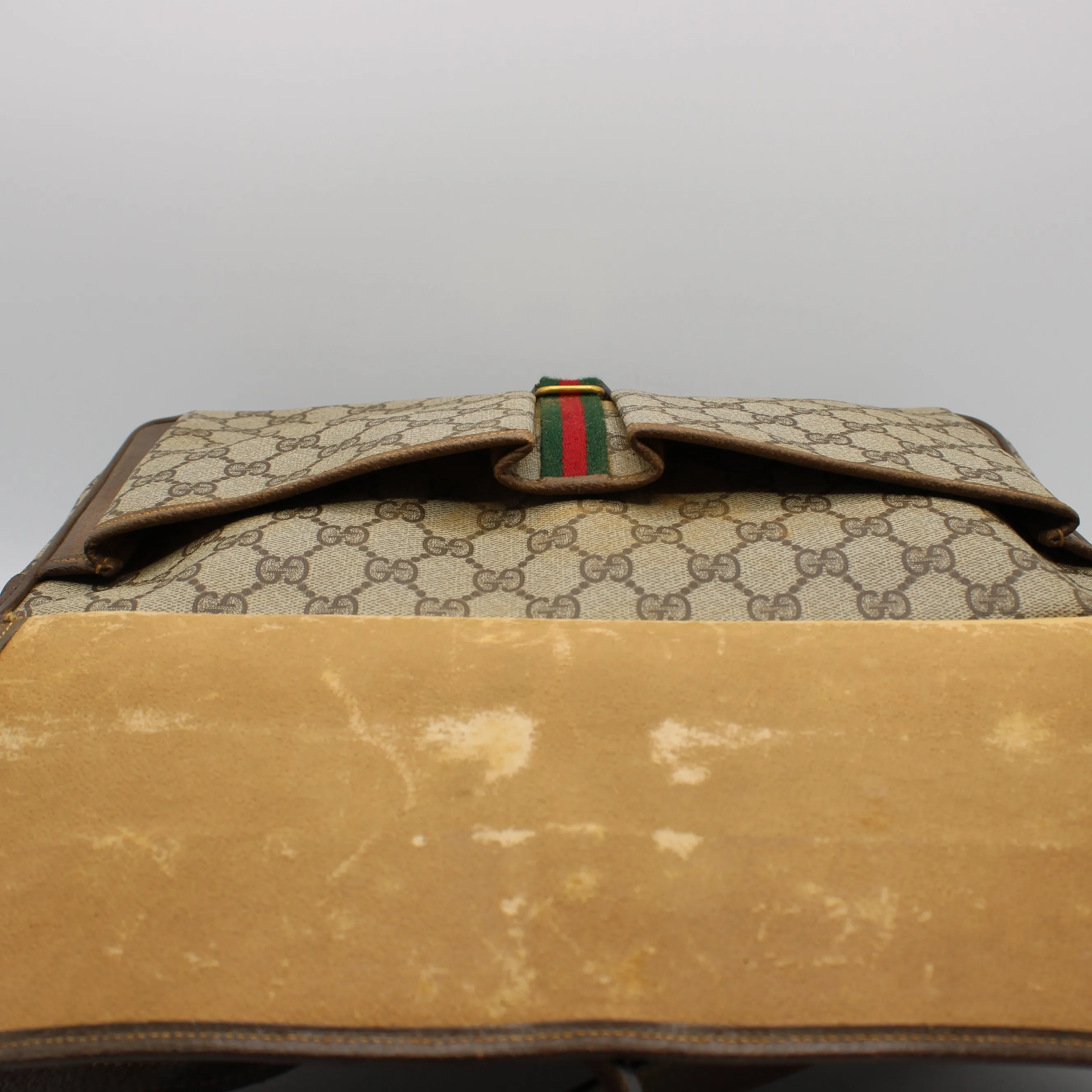 Gucci Brown GG Supreme Canvas and Leather Flap Over Crossbody Bag