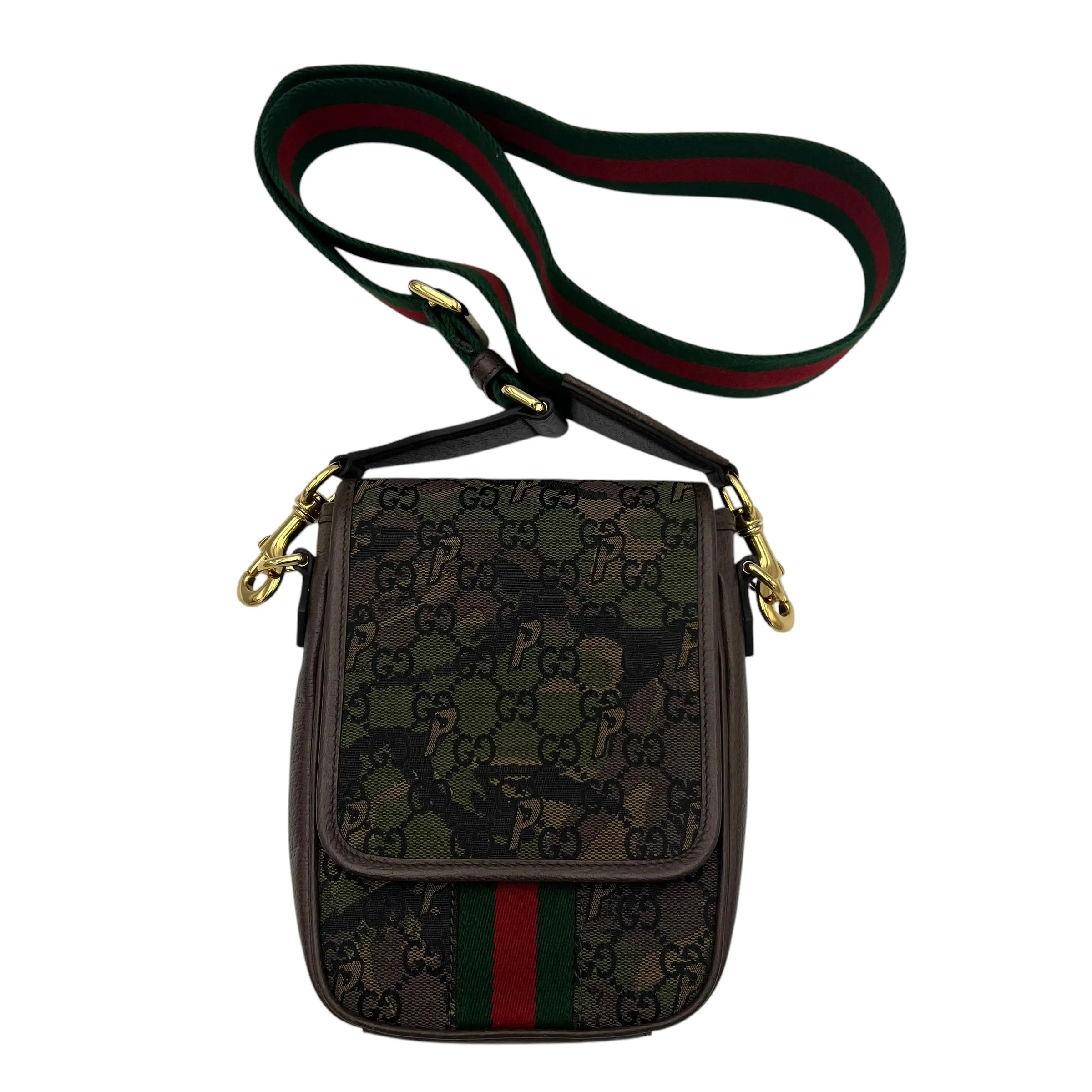 Gucci x Palace Brown Crossbody Bag in Canvas, Gold hardware
