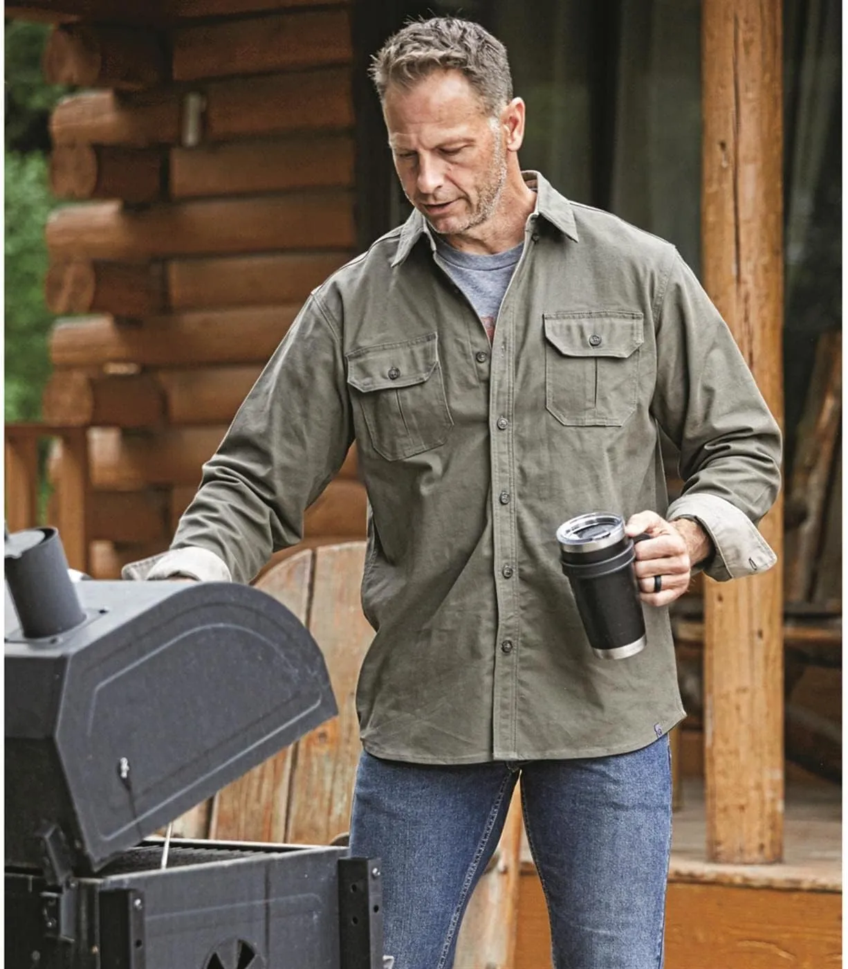 Guide Gear Men's Casual Button Down Shirt, Long Sleeve, Work, Camping, Sportsman's Flex Canvas