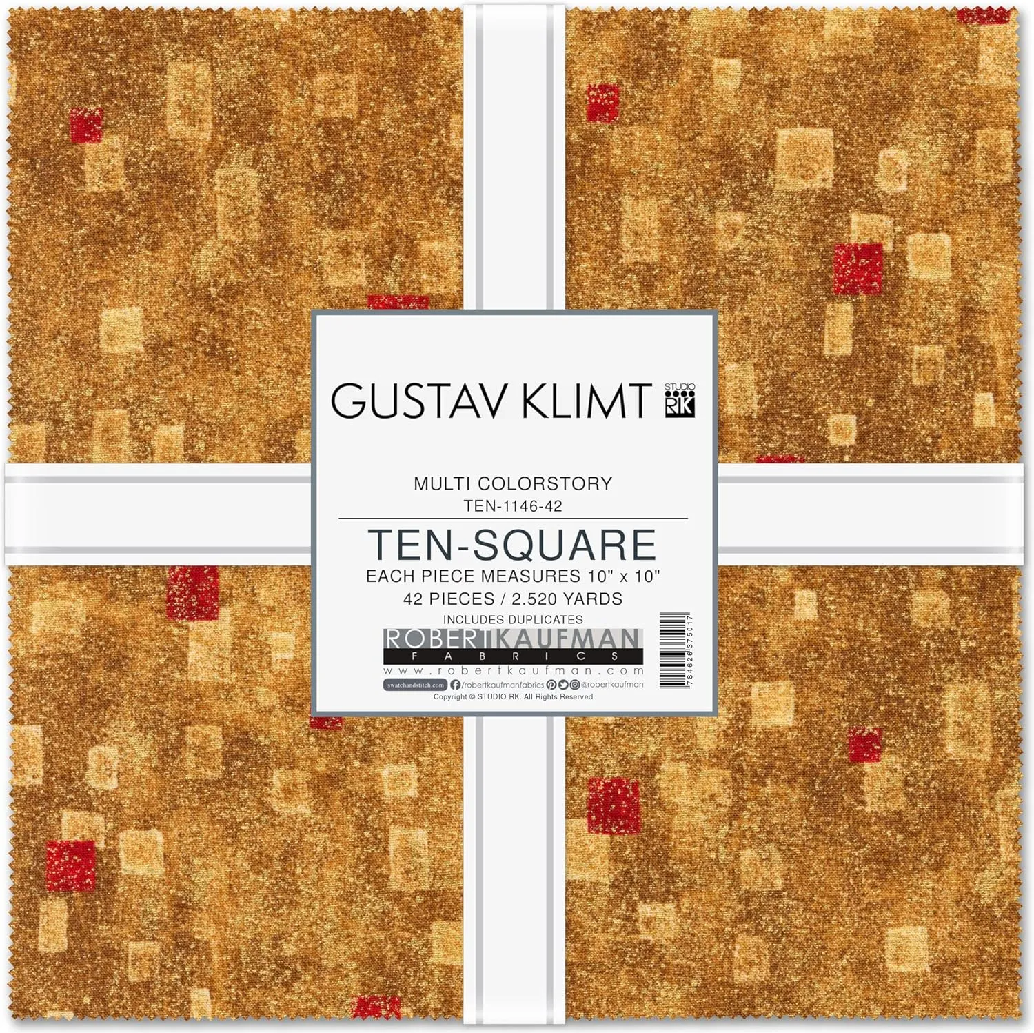 Gustav Klimt Multi Ten Square 42 10-inch Squares Layer Cake Robert Kaufman Fabrics TEN-1146-42