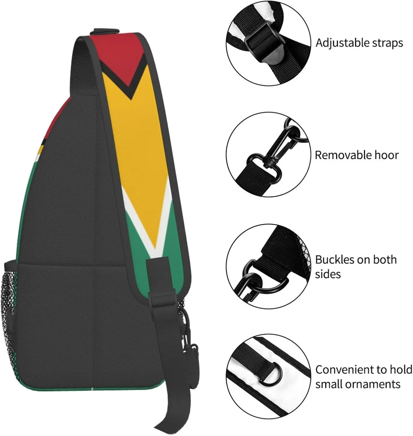 Guyana Flag Sling Bag Multipurpose Crossbody Sling Backpack For Women Men Travel Cycling Hiking Shoulder Bag