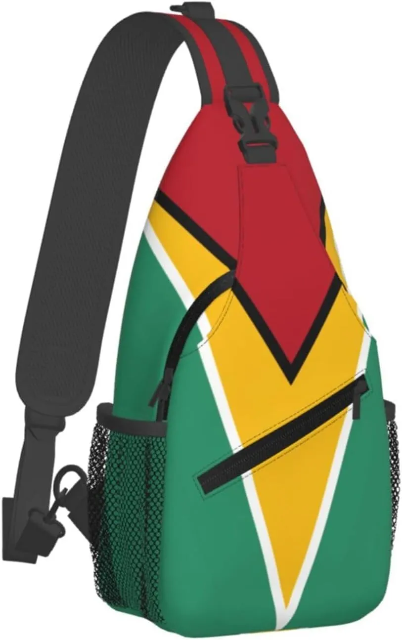 Guyana Flag Sling Bag Multipurpose Crossbody Sling Backpack For Women Men Travel Cycling Hiking Shoulder Bag