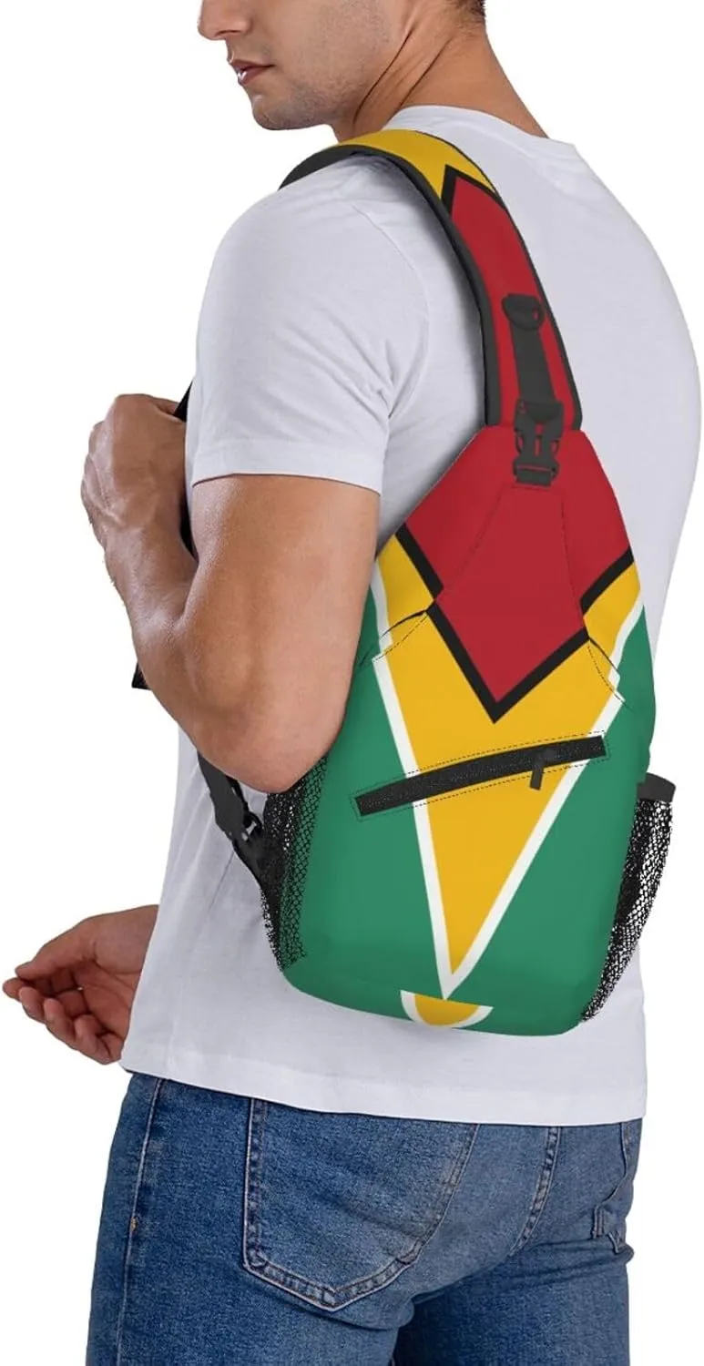 Guyana Flag Sling Bag Multipurpose Crossbody Sling Backpack For Women Men Travel Cycling Hiking Shoulder Bag