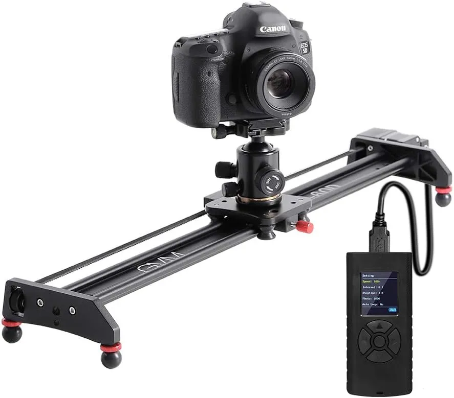 GVM Camera Slider, 27” Aluminum Alloy Motorized Slider with Time-Lapse, Video Shooting and Round Trip Shooting, Track Dolly Rail for Most DSLR Cameras for Interview Photography