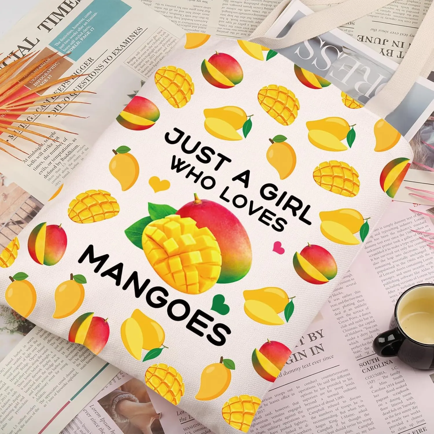 Gzrlyf Just a Girl Mango Makeup Bag - Funny Mango Lover Gift (Tote)