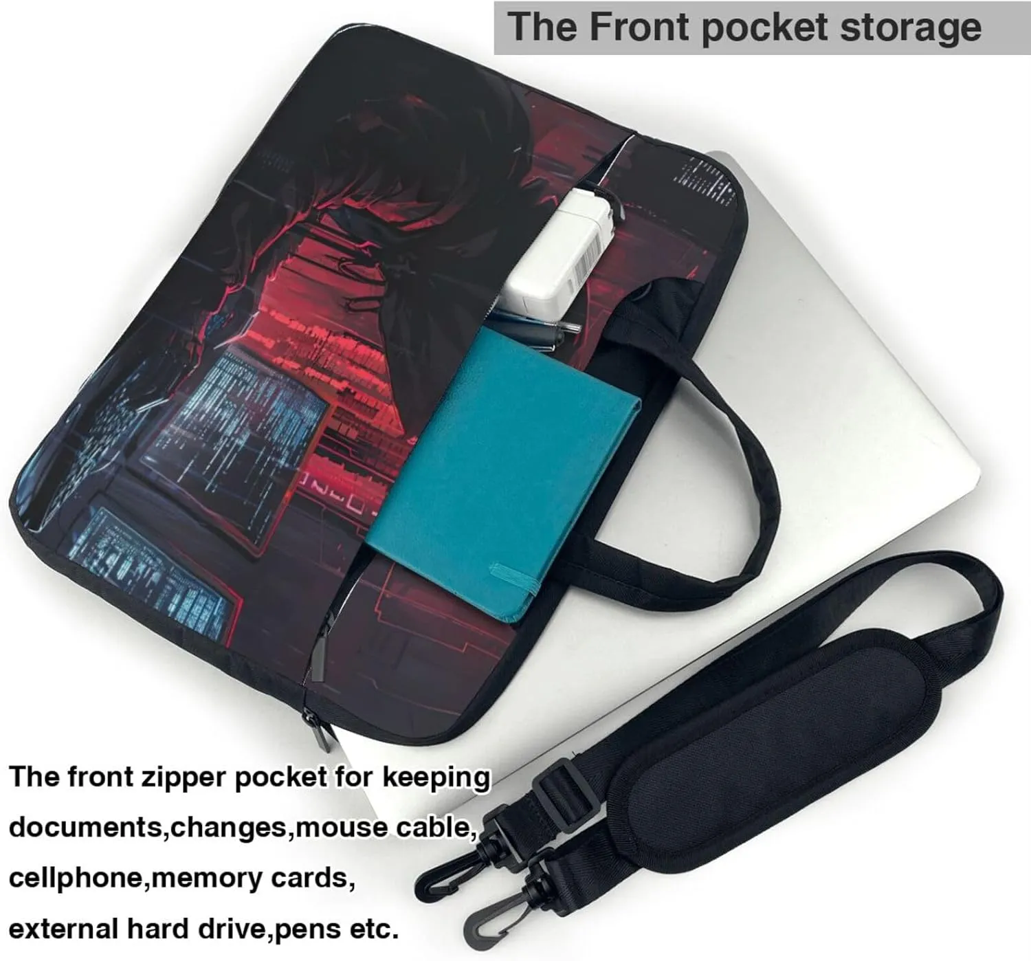 Hacker Attack Print Laptop Bag,Can Use It Freely As A Shoulder Bag,Crossbody Bag,And Briefcase