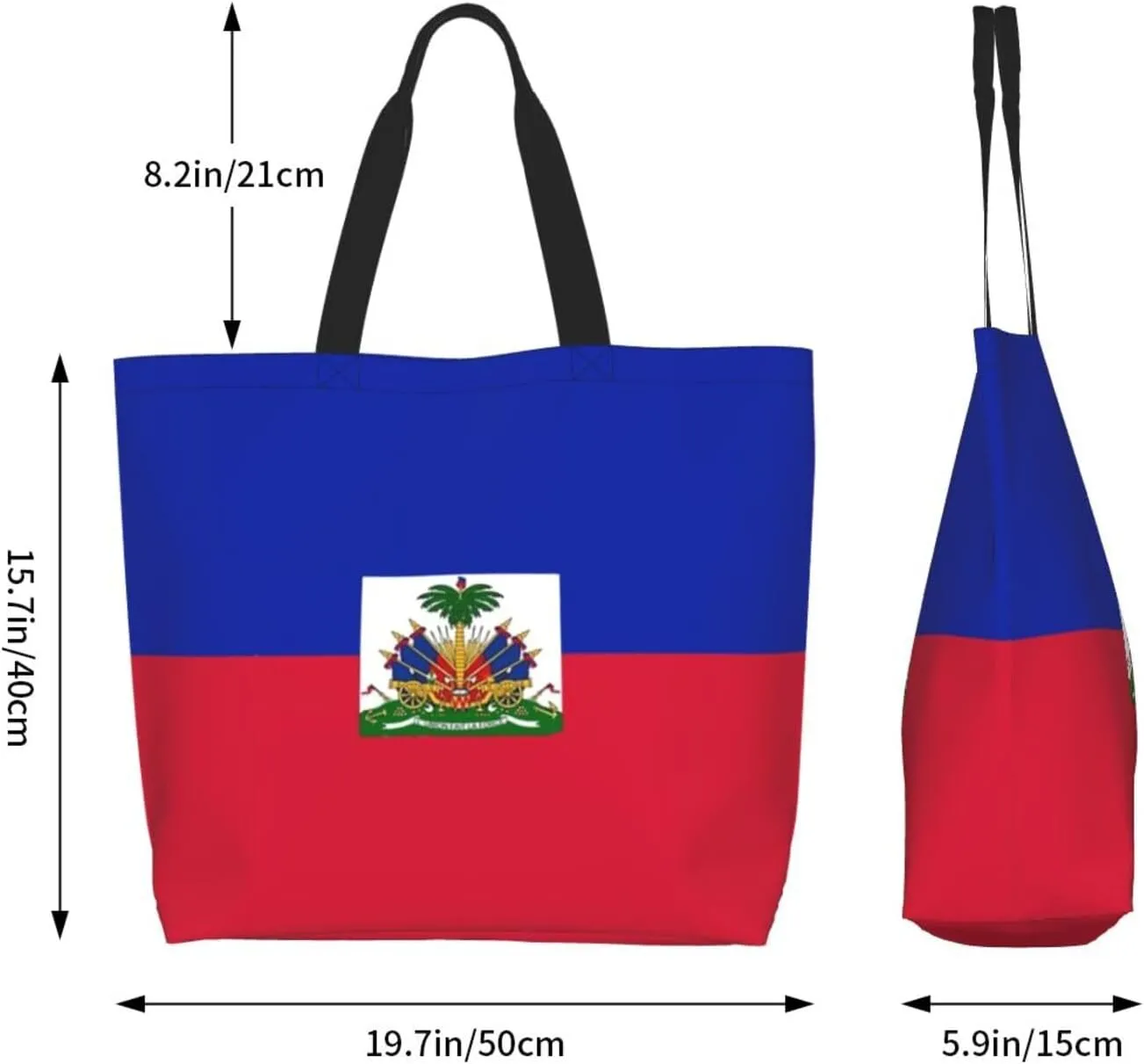Haitian Canvas Tote Bag Haiti Flag Shoulder Bag Haiti Casual Grocery Bags Haitian Bags for Outdoor