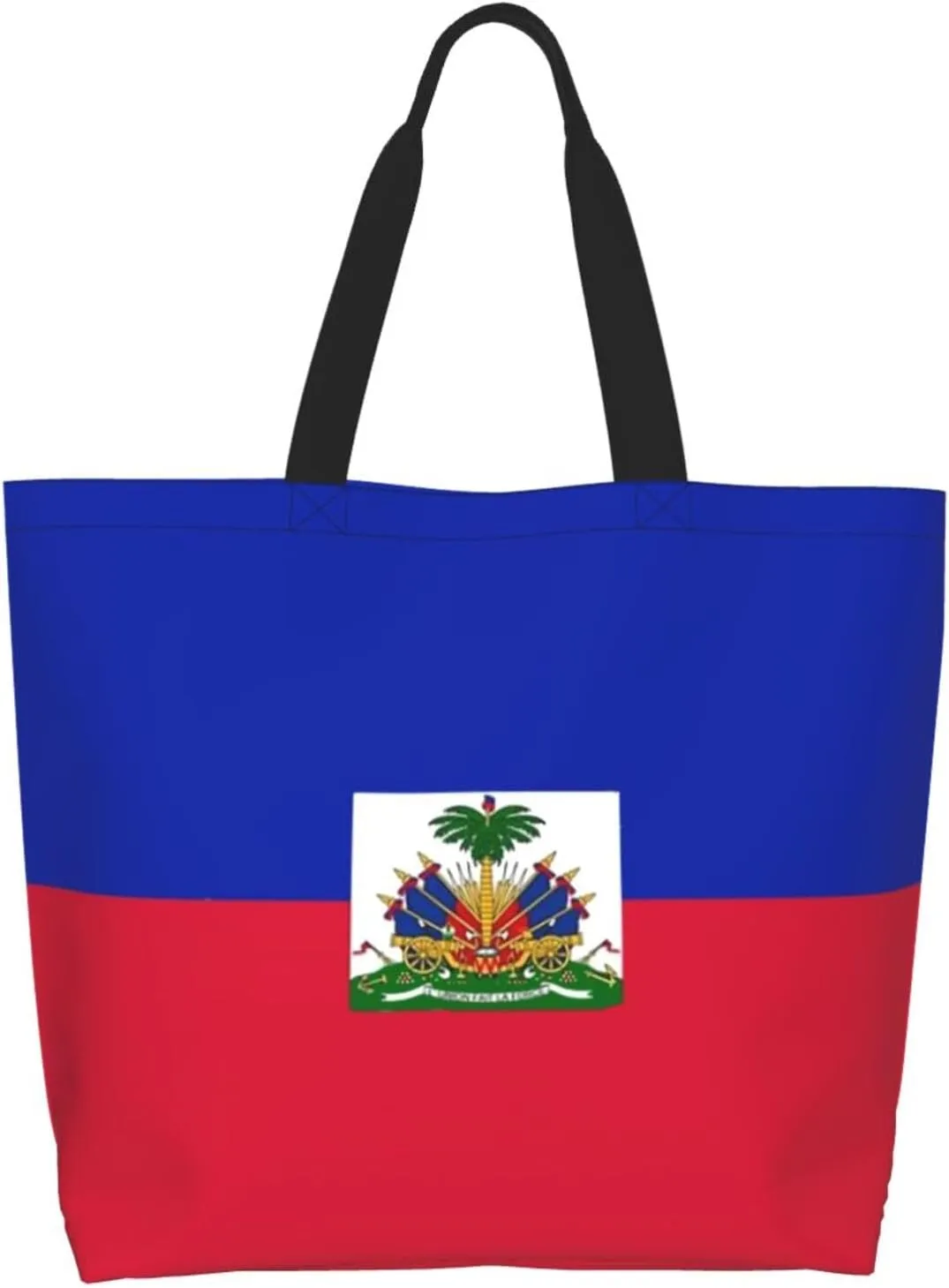 Haitian Canvas Tote Bag Haiti Flag Shoulder Bag Haiti Casual Grocery Bags Haitian Bags for Outdoor