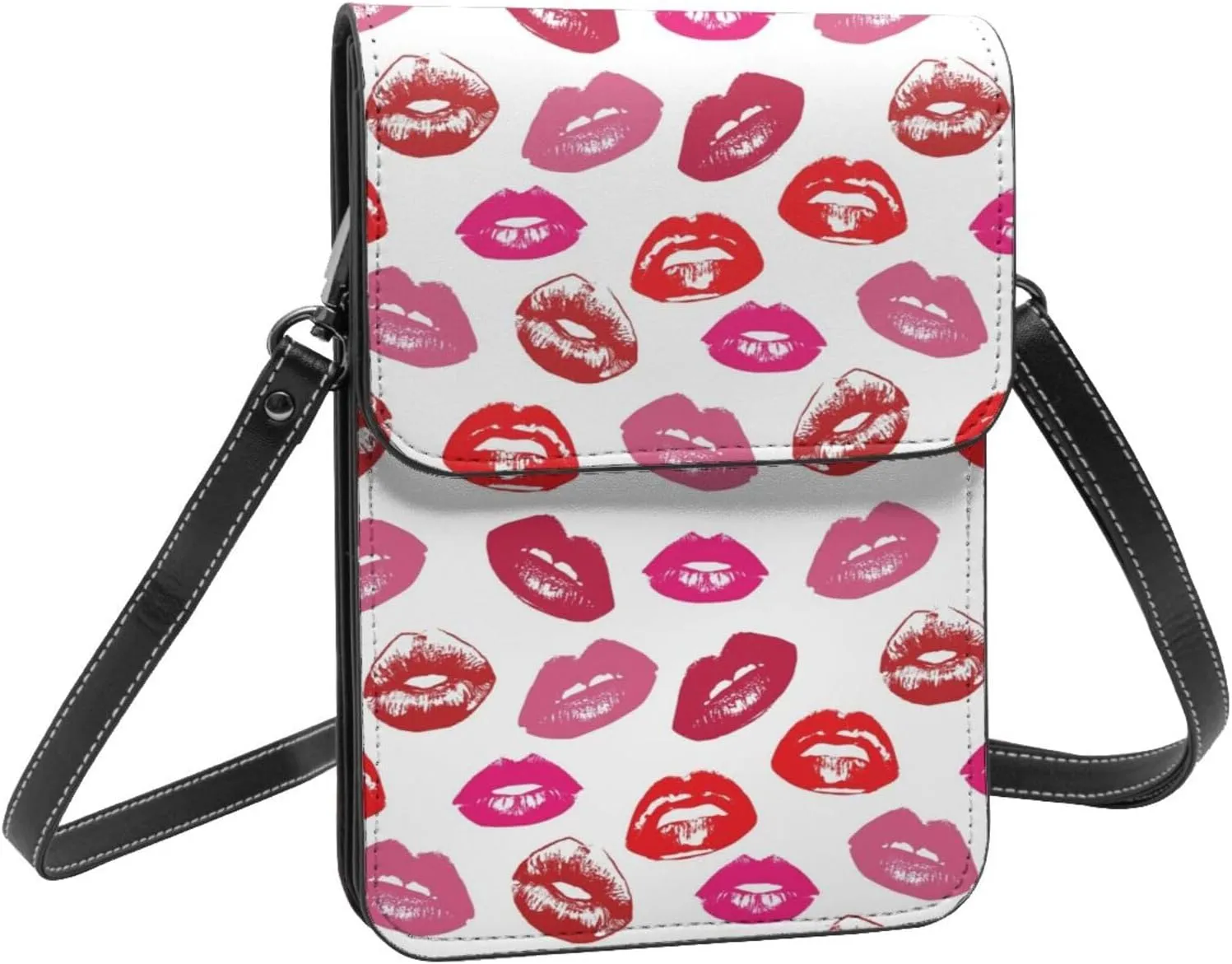 Halloween Bats and Flower Cell Phone Purse Small Crossbody Bags For Women Men Wallet Purses With Adjustable Strap