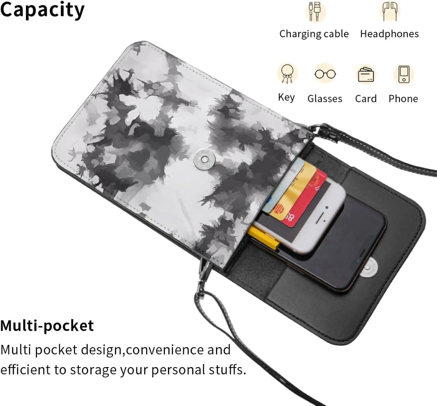Halloween Cut Ghosts Cell Phone Purse Small Crossbody Bags For Women Men Wallet Purses With Adjustable Strap