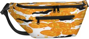 Halloween Pumpkin Bat Crossbody Sling Bag for Women Men Crossbody Backpack with 4 Zipper Pockets Fanny Pack Shoulder Casual Daypack for Travel Running Hiking Cycling