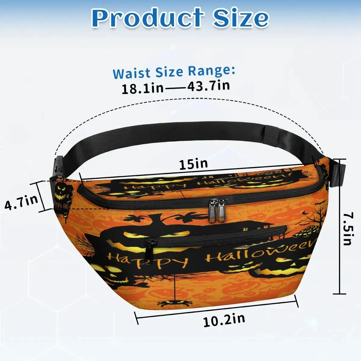 Halloween Theme Crossbody Sling Bag for Women Men Crossbody Backpack with 4 Zipper Pockets Fanny Pack Shoulder Casual Daypack for Travel Running Hiking Cycling