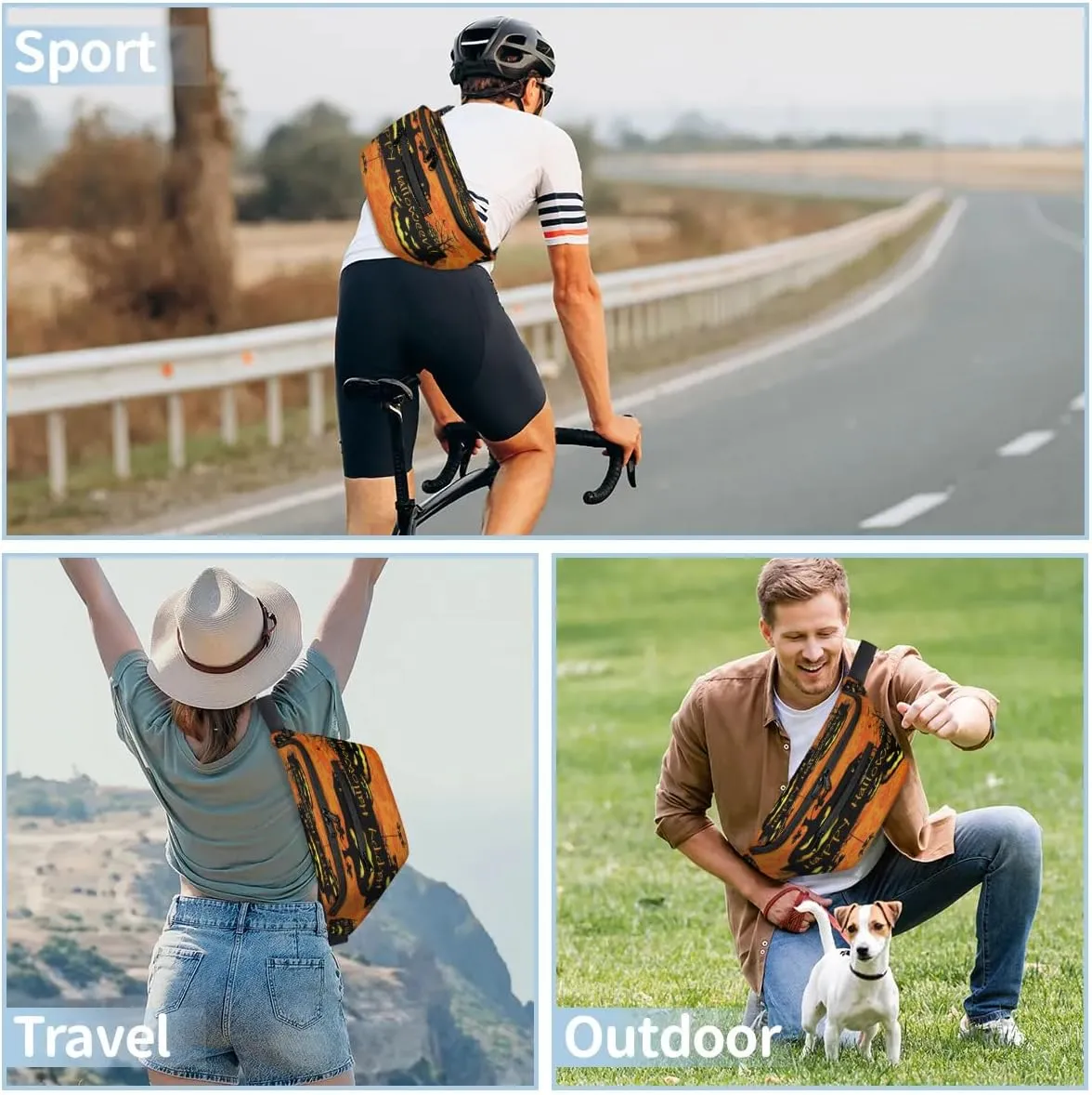 Halloween Theme Crossbody Sling Bag for Women Men Crossbody Backpack with 4 Zipper Pockets Fanny Pack Shoulder Casual Daypack for Travel Running Hiking Cycling