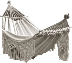 Hammock Double Outdoor Hammock Sheet Double Camping Hammock Swing Spring Outing Camping Anti-Rollover Canvas Hanging Basket Hammock Outdoor(White)
