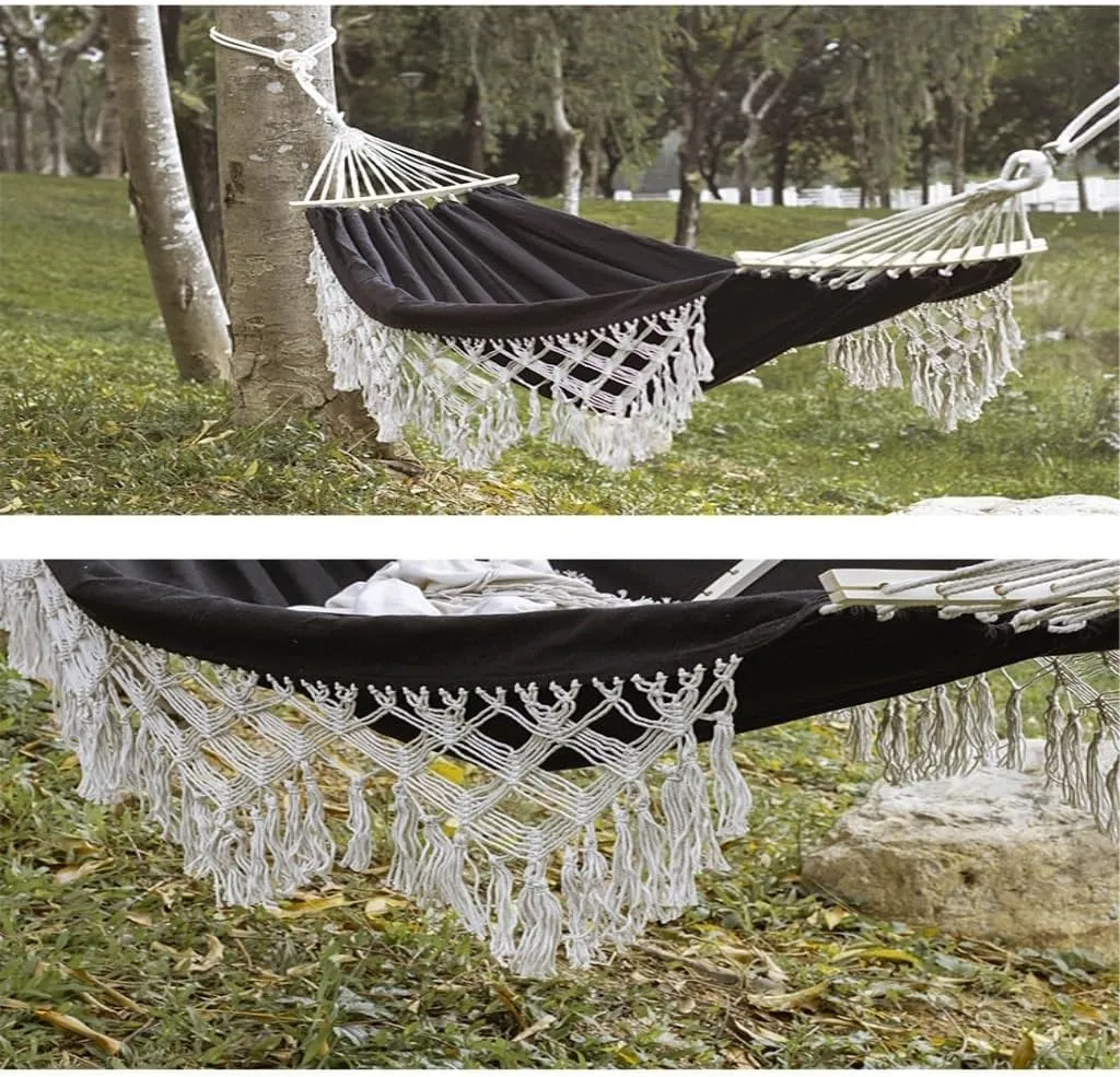 Hammock Double Outdoor Hammock Sheet Double Camping Hammock Swing Spring Outing Camping Anti-Rollover Canvas Hanging Basket Hammock Outdoor(White)