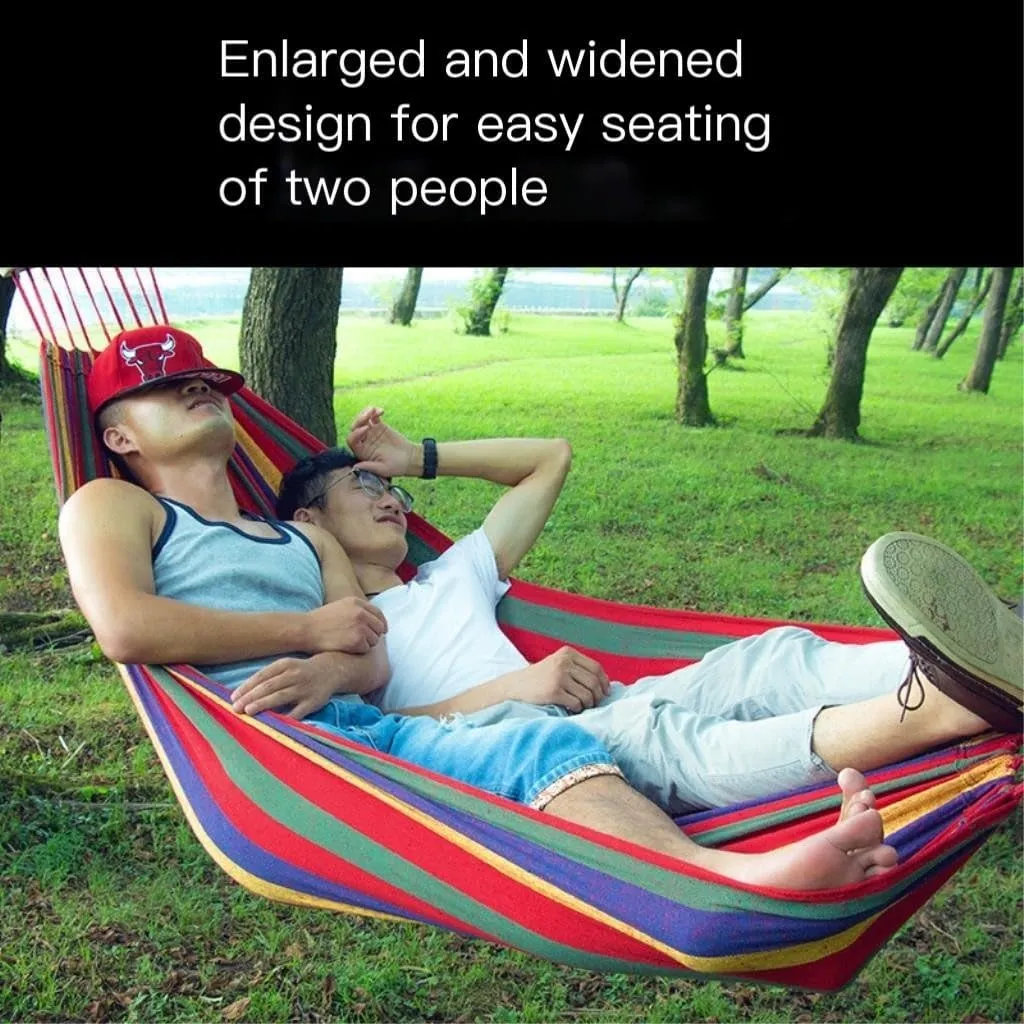 Hammock Outdoor Camping Thick Canvas Hammock Outdoor Swing Home Single Double Dormitory Sleeping Student Anti-Rollover Hammocks for Outside(F)