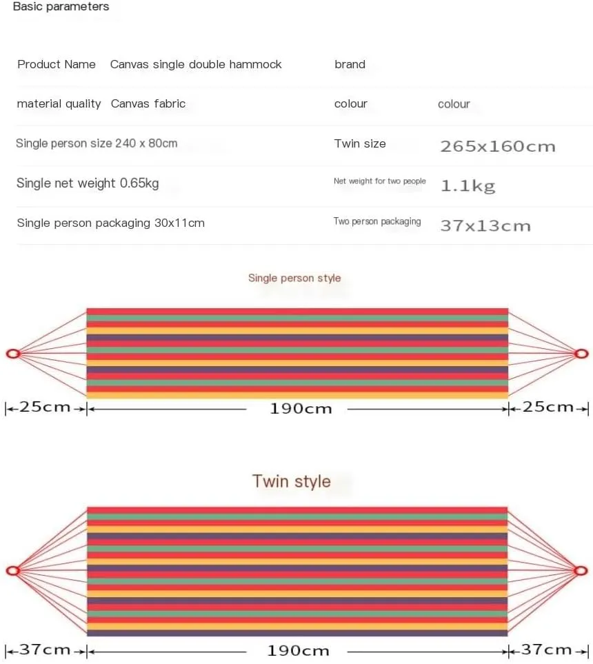 Hammock Outdoor Camping Thick Canvas Hammock Outdoor Swing Home Single Double Dormitory Sleeping Student Anti-Rollover Hammocks for Outside(F)